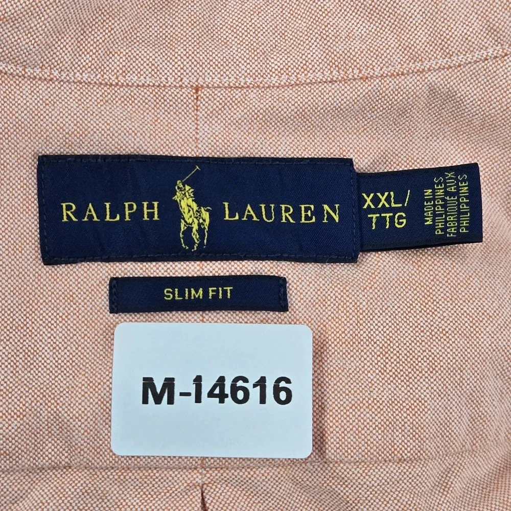 Ralph Lauren Men Button Up Shirt XXL Pink Pony Embroidery Oxford Classic Short